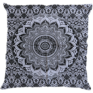 Black White Screen Print Cotton 16″ × 16″ Pillow