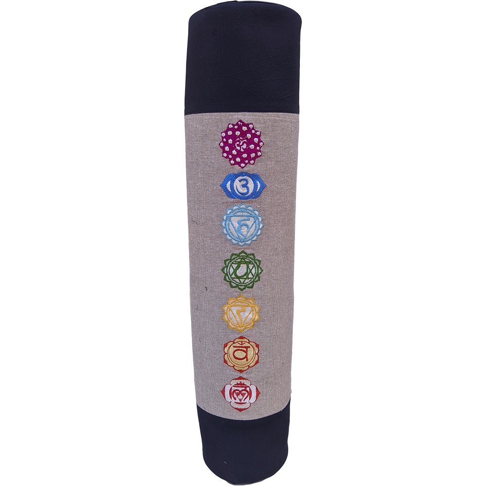 Gray Multi Color Yoga Chakra Duffle Yoga Mat Bag Cotton Ari Embrodery