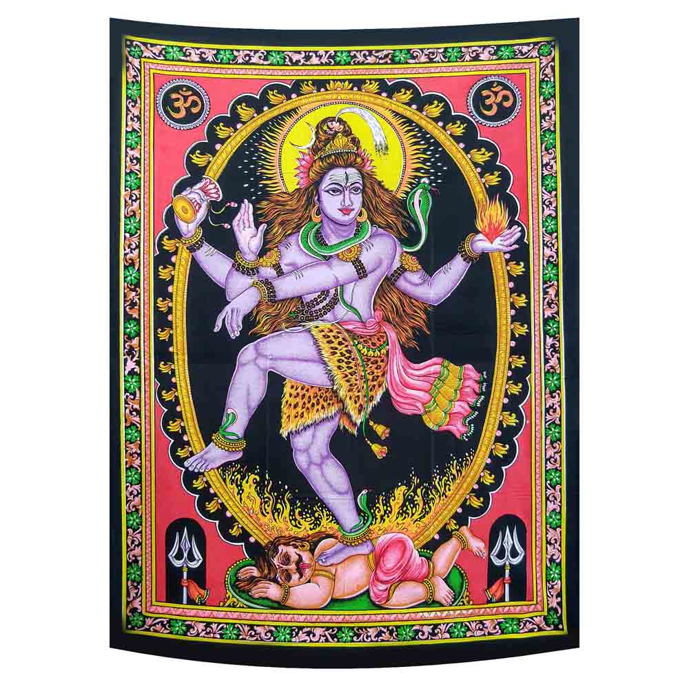 God Shiva Small Cotton Screen Printed Wall Hanging Tapestry