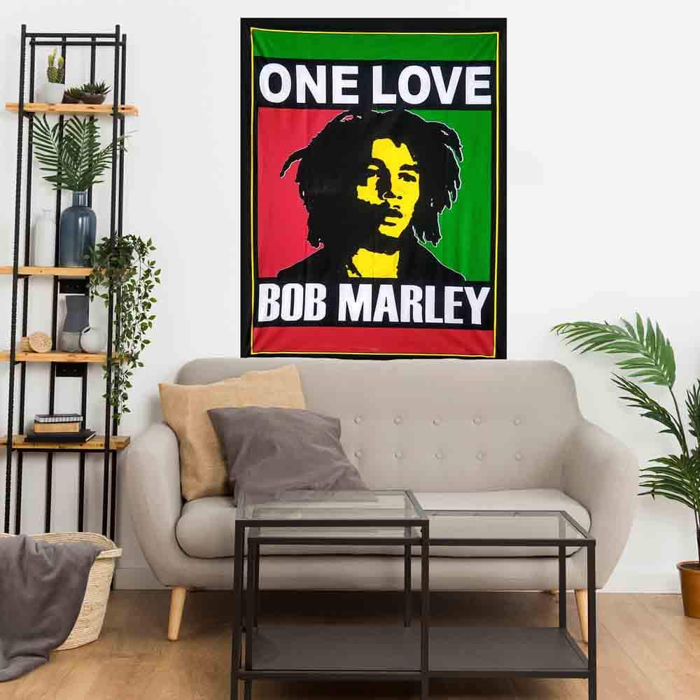 Bob Marley Rasta One Love Small Cotton Screen Printed Wall Hanging Tapestry