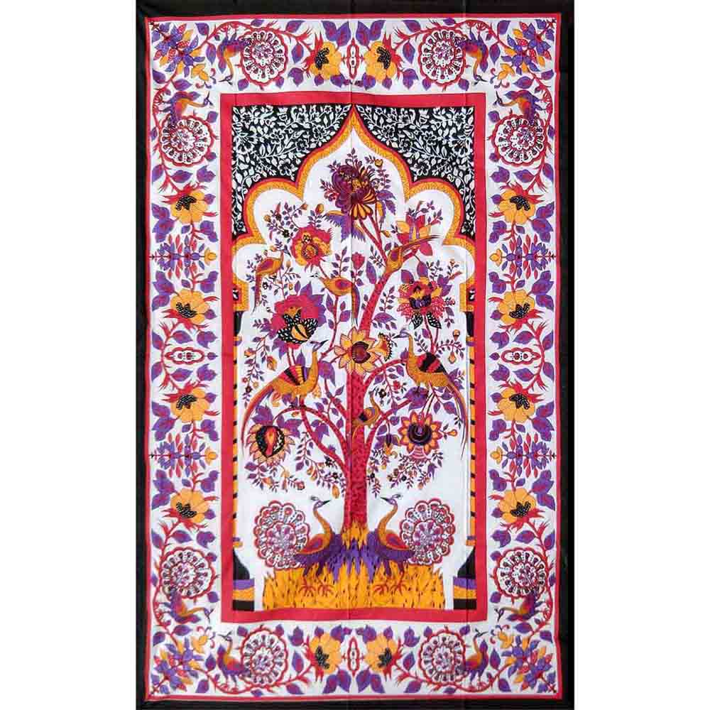 Purple Tree of Life Screen Printed Queen Twin Tapestry