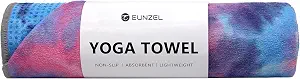 The Eunzel hot yoga towel in purple and blue