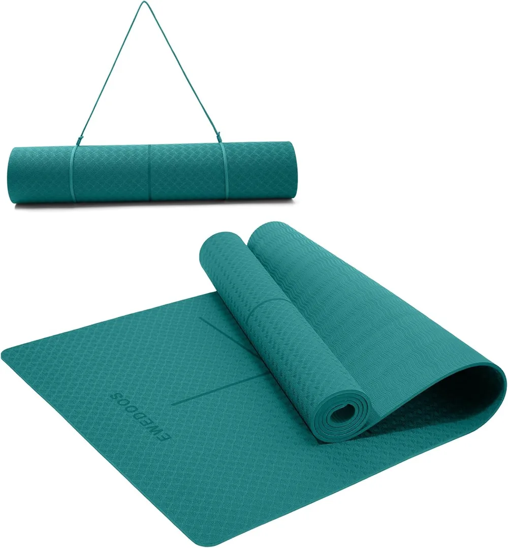 The Ewedoos eco friendly TPE yoga mat in teal 