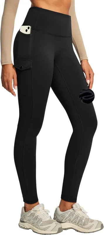 black cargo leggings with thigh flap pocket and gym shoes