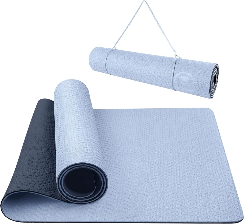 IUGA non slip hot yoga mat in light blue