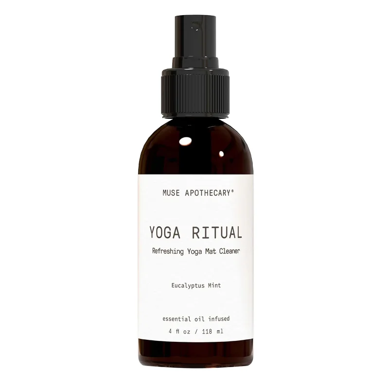 The Muse Apothecary Yoga Ritual cleaner bottle in eucalyptus mint.