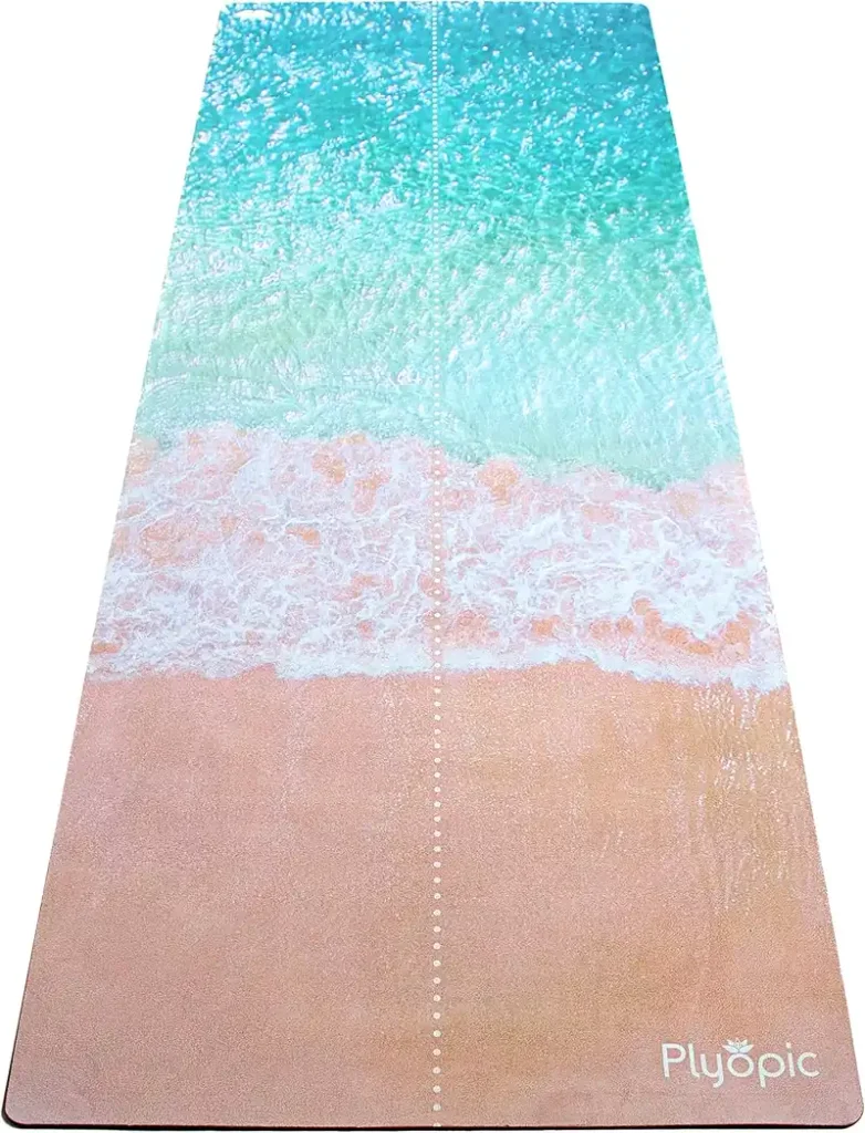 The Plyopic All In One yoga mat in beach ombre shown flat as its main Amazon listing image.