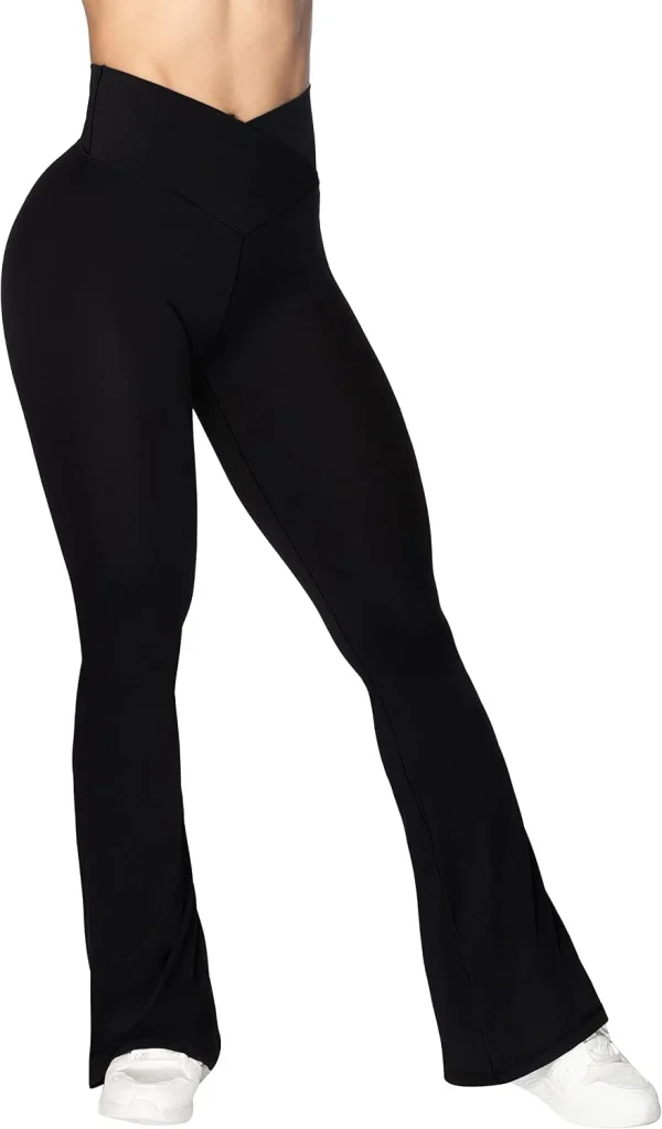 The Sunzel crossover flare leggings in black. 9 Best Flare Yoga Pants for Women Who Want Comfort, Stretch, and Everyday Style