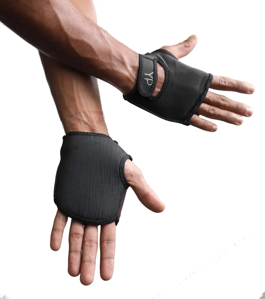 The YogaPaws SkinThin grip gloves shown worn on an outstretched hand in their main listing image.